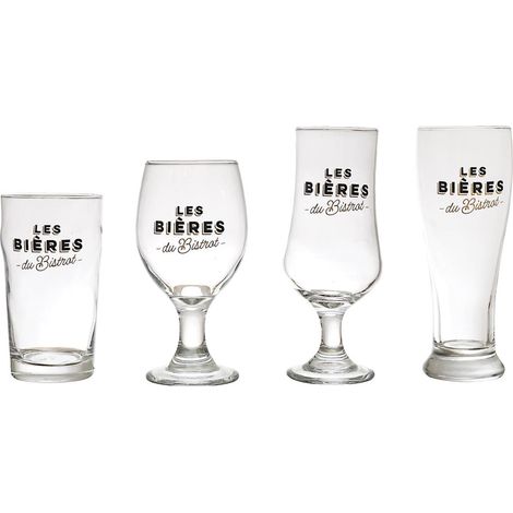 Coffret de 4 verres à bière en verre style bistrot (1/5)