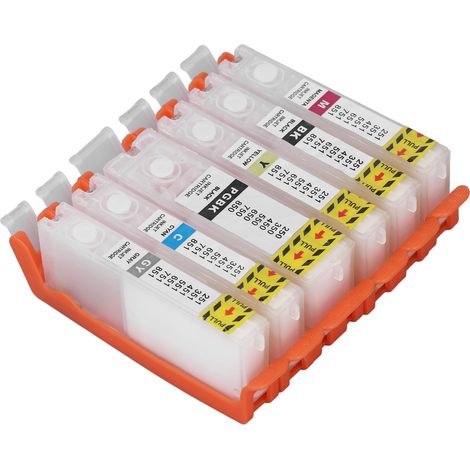 Lot de 6 cartouches d'encre réutilisables PGBK BK CMY GY pour imprimante, impression fluide, compatibles avec le papier test 750-751. (1/5)