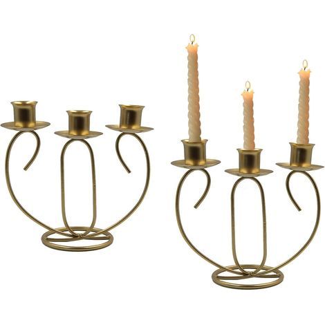 chandelier Bougeoir En Mtal, 2 Pices Chandelier En Mtal Dtenteur Chandelier Vintage Bougeoir Conique Chandelier Candlabres Decoration Table Pour S (1/5)