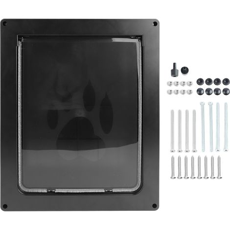 Porte pour chien robuste, épaisse et large, pour une sécurité et une durabilité optimales. Convient pour une utilisation intérieure ou extérieure (noir). (1/5)