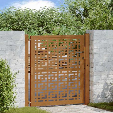 vidaXL Portail de jardin 100x100 cm en acier patiné avec croix (1/5)