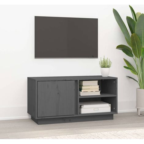 vidaXL Mueble de TV madera maciza de pino gris 80x35x40,5 cm (1/5)