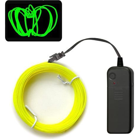Bande Lumineuse Néon Verte Portable 5 Mètres Alimentée par Batterie Idéale pour Décoration Halloween DIY et Événements Festifs (1/4)