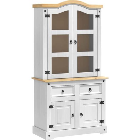 Sideboard Corona White 100 x 48.5 x 179 cm Solid Pine Wood vidaXL