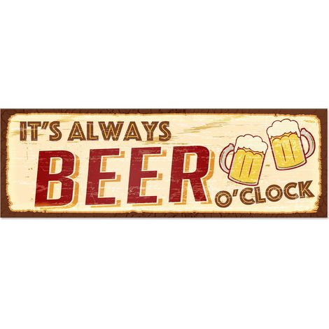 Lupia - Quadro moderno Canvas World IT'S ALWAYS BEER 20x60 cm, Stampa su Tela, Telaio in Fibra di Legno, Stampa Stile Vintage, Decorazione Cucina Sala da Pranzo bar hotel ristorante pizzeria, Retrò (1/4)