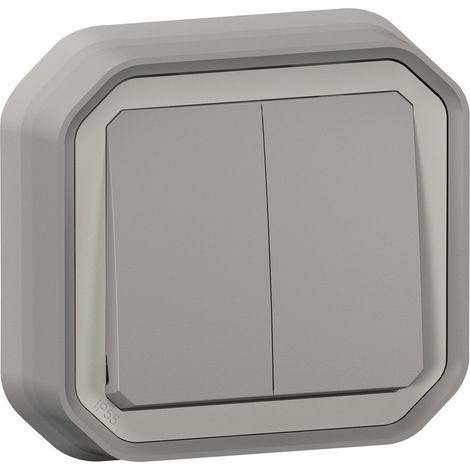 Commande double étanche Plexo IP55 IK08 encastré - gris - LEG069815L