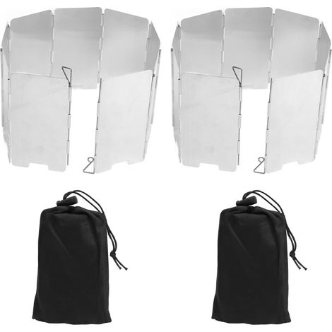 2 Pièces Pare-vent de Poêle Pliable Portable en Acier Inoxydable pour Cuisine en Plein Air (1/5)