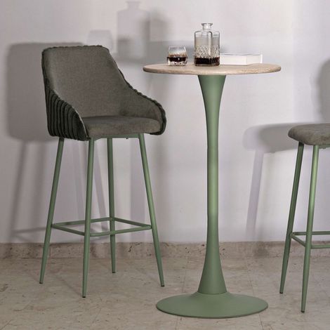 Silla Alta Spiti, Acolchada, set de 2 con Respaldo, Estructura de Madera Noble, 52x46x111h cm Verde (1/5)