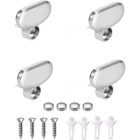 4pcs clips de miroir, clip en verre flottant miroir, clips de miroir de salle de bains, supports de support d'étagère de pince en verre (1/5)