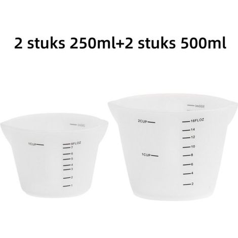Set di 4 misurini graduati in silicone resistente al calore, confezione combinata con misurini per liquidi da 250 ml e 500 ml per cucinare, preparare dolci, ecc. (1/5)