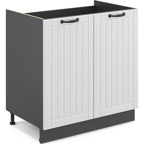 Küchenschränke Fame-Line, Weiß Landhaus, 80 cm ohne Arbeitsplatte, Vicco