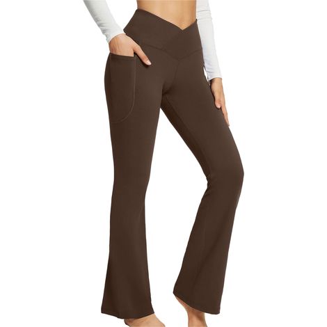 Pantalon Yoga Femme - Taille Haute - Coupe Évasée - Polyester - Pour Sport et Usage Quotidien - Noir - Taille M (1/5)