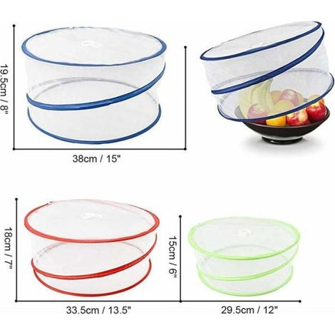 Couverture Alimentaire Réutilisable - Filet De Maille - Pour Pique-nique Et Barbecue - 3 Pièces - Grande Moyenne Petite (1/3)