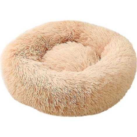 Coussin amovible pour animaux de compagnie, coussin moelleux en forme de donut pour chiens et chats de petite et moyenne taille - 50 cm - beige (1/3)