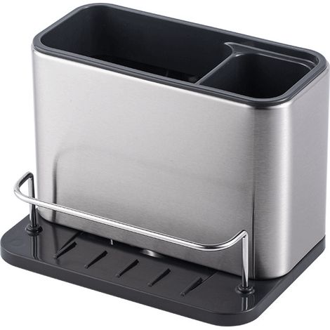 Organizzatore per lavello, porta spugna da cucina in acciaio inox, porta spugna con vassoio raccogligocce, porta utensili da cucina, porta spugna da cucina rimovibile, organizzatore per lavello