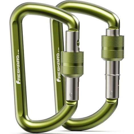 Screw Carabiners, 7075 Aluminium, Heavy Load, 12kN-1220kg, Solid, Ultra Light, Multi-Function for Dog Lead, Hammock, Swing, Key Ring, Medium 8 cm, D Shape, 2/3pcs, Multicoulor (1/5)