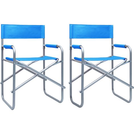 Director's Chair Set of 2 Steel blue Steel, 100% polyester Medium vidaXL (1/5)