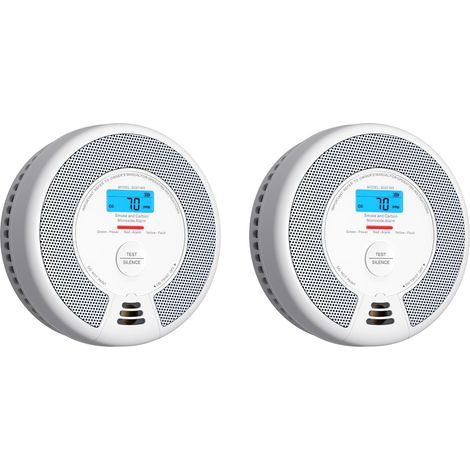 Détecteur de Fumée et de Monoxyde de Carbone (CO) Connecté, Kit de Sécurité pour la Maison, Station de Base Requise, Compatible avec l'Appli Home Security, Lot de 2 (1/5)