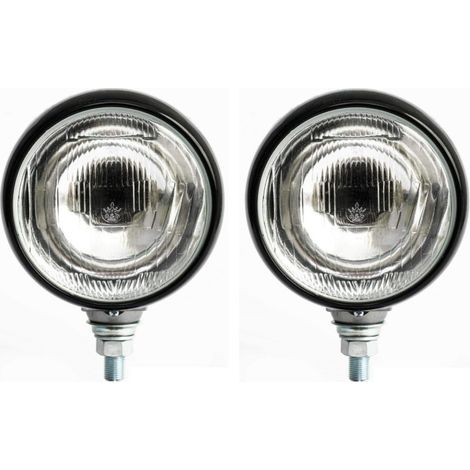Komplettset 2 Stück Scheinwerfer, Halogen, Universal, Rund, Schwarzes Gehäuse, Ø 12 cm,