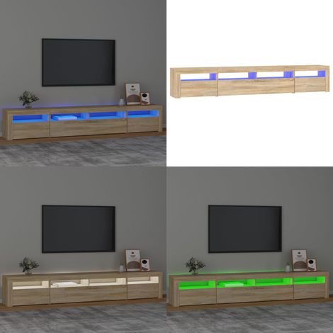 Meuble TV avec lumières LED Chêne sonoma 240x35x40 cm - Meubles Tv - Meuble Tv - Télévision Murale - Support Tv - Meubles Salon - Home & Living (1/5)
