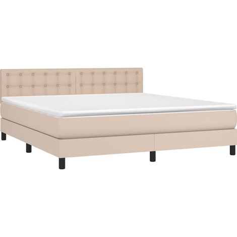 vidaXL Sommier à lattes de lit avec matelas Cappuccino 160x200 cm (1/5)