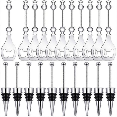 10 perlenbesetzte Weinflaschenverschlüsse, 10 wiederverwendbare Flaschenöffner aus Aluminiumlegierung (1/5)