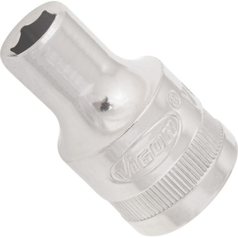 VIGOR Innenvierkant Antrieb 12,5 = 1/2 Zoll Steckschlüssel-Einsatz Außensechskant-Profil V4709N ∙ Vierkant hohl 12,5 mm (1/2 Zoll) ∙ Außen-Sechskant Profil ∙ 8 ∙ Gesamtlänge: 38 mm
