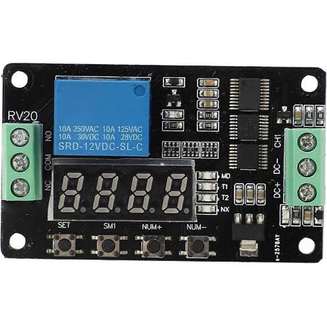 Relais temporisé, module de commande de minuterie 1 canal 12 V CC avec 18 fonctions préréglées