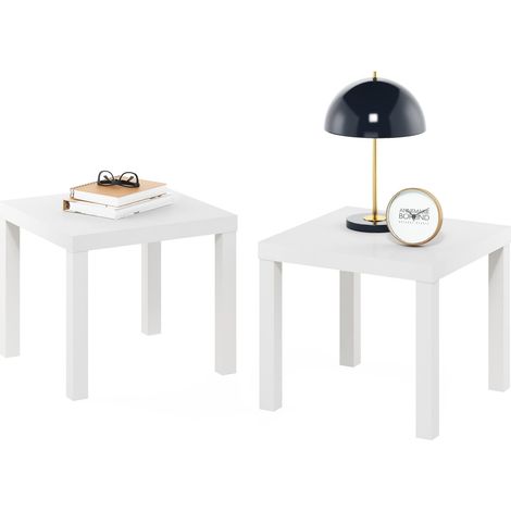 Table d'appoint, Bois d'ingénierie, Blanc, 2-Pack (1/5)