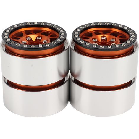 4 Jantes Alliage CNC 1,9 Pouces pour Axial SCX10, Roues Beadlock 1/10, Compatibles avec Redcat MST, Orange (1/5)