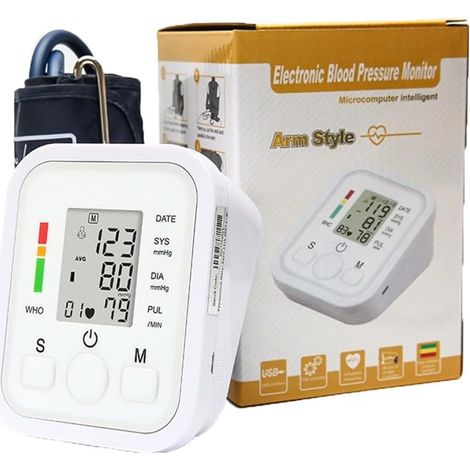 Tensiomètre Bras Professionnel, Tensiometre Électronique Automatique pour Adulte avec Brassard Réglable, Grand Écran, Détection des Pulsations Cardiaques Irrégulières – Pour Usage Domestique (1/5)