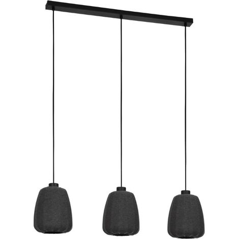 Lampe suspendue Barlaston Steel Black E27 3x40w L: 88cm B: 18cm H: 110cm Dimmable (1/3)