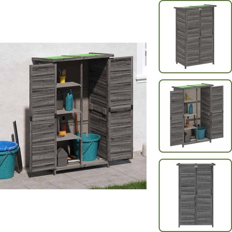 Abri à outils de jardin gris 83x57x140 cm bois massif pin - Abri De Jardin - Abri Outil - Rangement Jardin - Cabane Jardin - Stockage Outils (1/5)