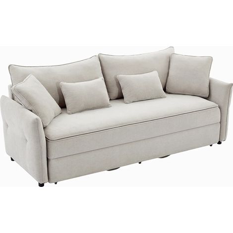 Divano letto 3 posti con seduta memory foam in Tessuto Beige - SITALA (1/5)