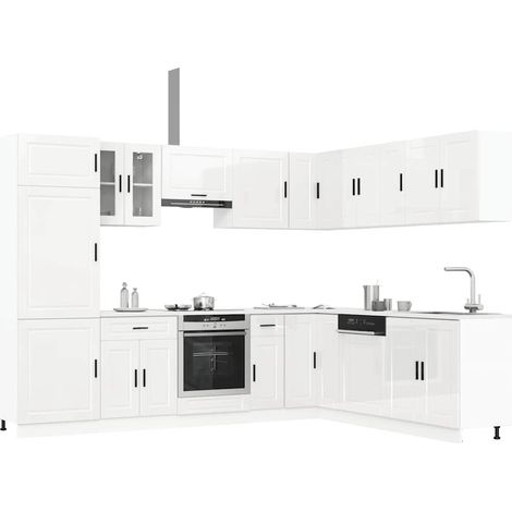 Mueble cocina Porto blanco brillo 14 pzas madera contrachapada vidaXL (1/5)