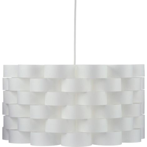 Atmosphera – Lampe suspension Moki 42cm blanc – PVC et polypropylène – Longueur de câble 80cm – Montage facile (1/3)