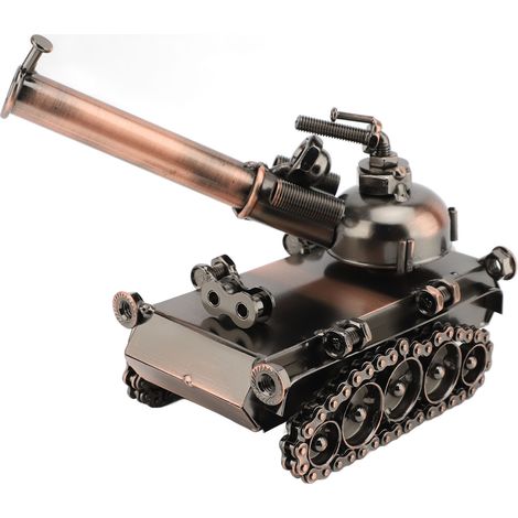Maquette de Char Tank en Fer Forgé Artisanal Décoration Rétro Sculpture Métallique pour Bureau Salon 18x7x12cm (1/5)