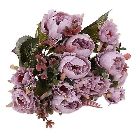 Bouquet de pivoines artificielles réaliste, haute simulation, ornemental, 9 têtesviolet (1/5)