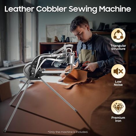 Manuell Schuhmacher Metall Sattler Spezial Nähmaschine Handnähmaschine 360° Einstellbare Leder Schuster Schuh Reparatur Maschine Universalschlüssel, Nähfußschlüssel, Nähplatte, Sticheinstellung