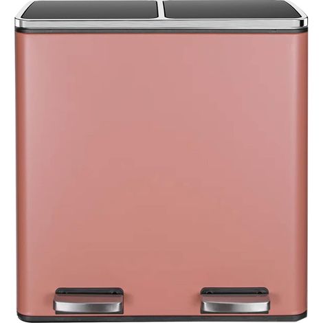 Poubelle Cuisine 60L, Poubelles Tri Sélectif 2 x 30L, Rose (1/5)