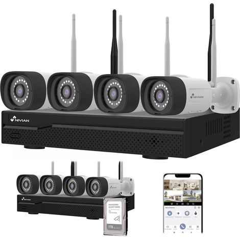 Kit Videosorveglianza 3K IP Senza Fili – 4 Telecamere Wireless + NVR + Hard Disk
