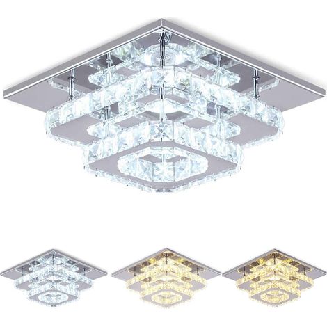 Lámpara de Techo Moderno LED de Cristal Plafón Techo Acero Inoxidable Espejo - 24W Luz Ajustable para Salón Dormitorio (1/5)