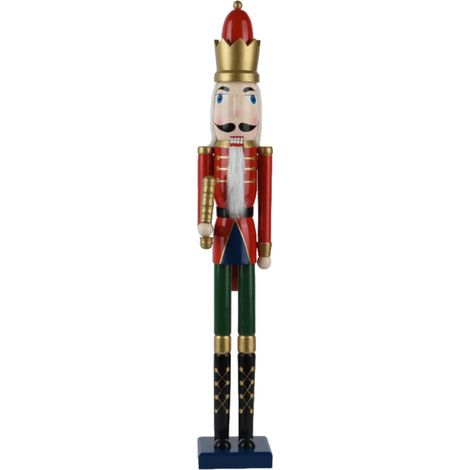 Soldatino schiaccianoci natalizio con vestito rosso e verde per decorazioni natalizie -50 cm (1/4)