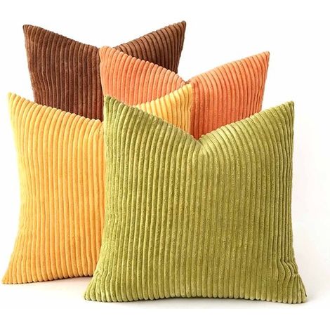 Federa - 45x45 cm - Set da 4 pezzi - Velluto a coste - Adatto per il soggiorno - Stile B (1/5)