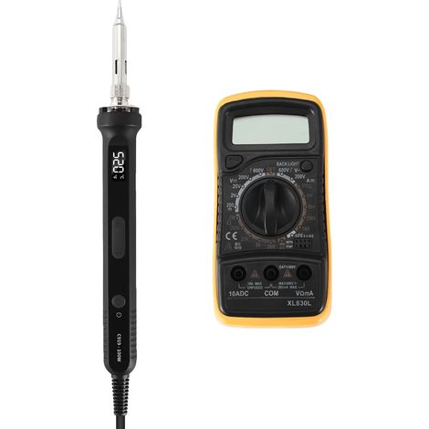 Kit de soldador, temperatura ajustable, juego completo de accesorios, negro. (1/2)