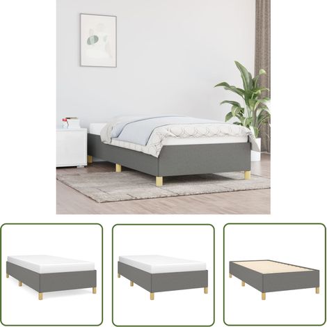 The Living Store Bettgestell ohne Matratze Dunkelgrau 100x200 cm Stoff - Bettrahmen - Doppelbett - Holzrahmen - Lattenrost - Massivholzbette (1/5)