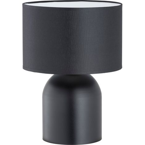 Lampe de chevet noire abat-jour blanc E27 15W Aspen Emibig (1/4)
