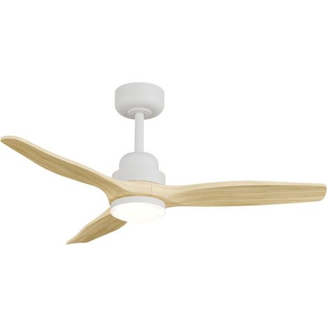 Ventilatore da soffitto BALCONE S Ø132 cm bianco / pale in legno chiaro – Motore DC silenzioso, LED 20 W, IP44 (1/5)