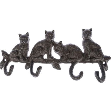 Porte-manteau mural en fonte – motif chat (1/4)