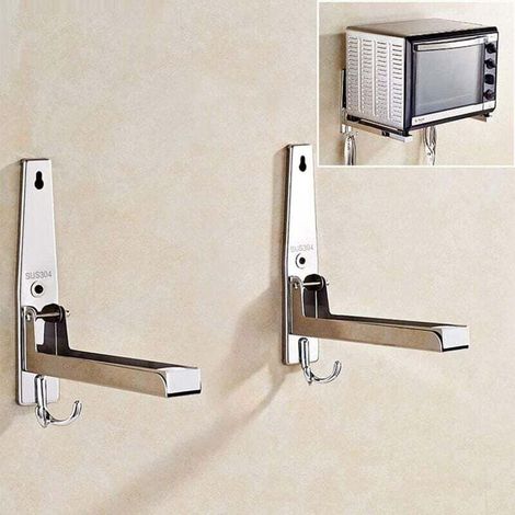 2 Pièces Supports Micro Ondes en 304 Acier Inoxydable,Support pour Four à Micro-Ondes ，Etagere Micro Onde Acier Inoxydable，Micro Ondes avec Bras Extensible Pour Micro Ondes et Four.